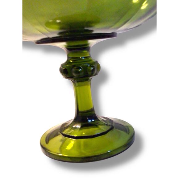 Vintage Indiana Glass AVOCADO Green Round Teardrop X-LARGE Compote Candy Dish - Picture 5 of 6